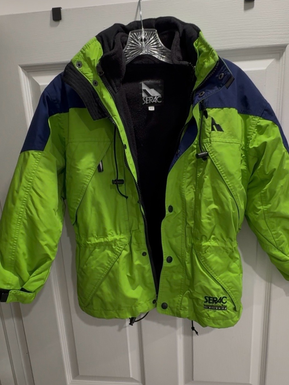 SERAC Ski Jacket Green/Blue Hooded Winter Coat size XS